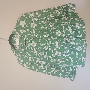 Studio Works Green with White Floral Design Jacket - 2X